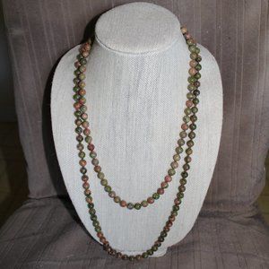 Green Marble Beaded Necklace - Set of 2